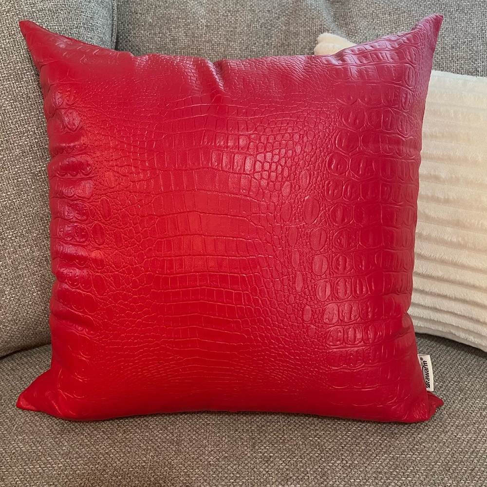 16”x16” Faux Red Pillow Cover